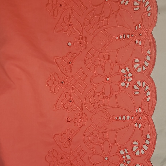 Tommy Hilfiger Coral Off the Shoulder Embroidered Eyelet Hem Size S Blouse - Picture 9 of 12